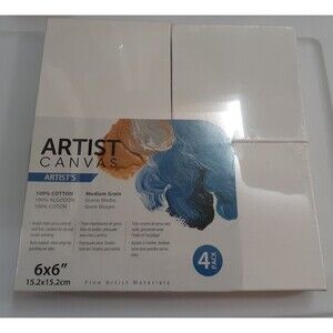 ARTIST 3D Stretched Canvas 6x6  4 Pk Cotton New